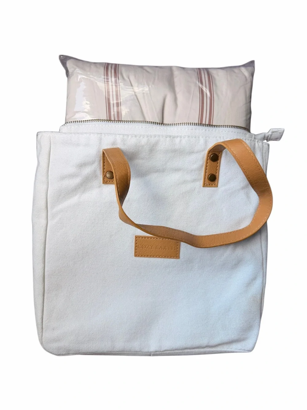 Cozy Earth Bamboo Duvet Cover Full / Queen NWOT Baja Stripe in Maple